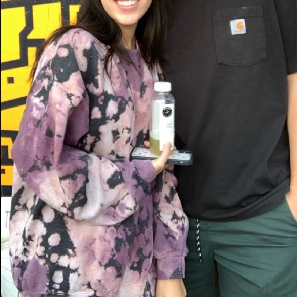 Recycled Splatter Tie-dye Crew Neck Sweatshirt In Purple Multi URBAN OUTFITTERS - Picture 5 of 5